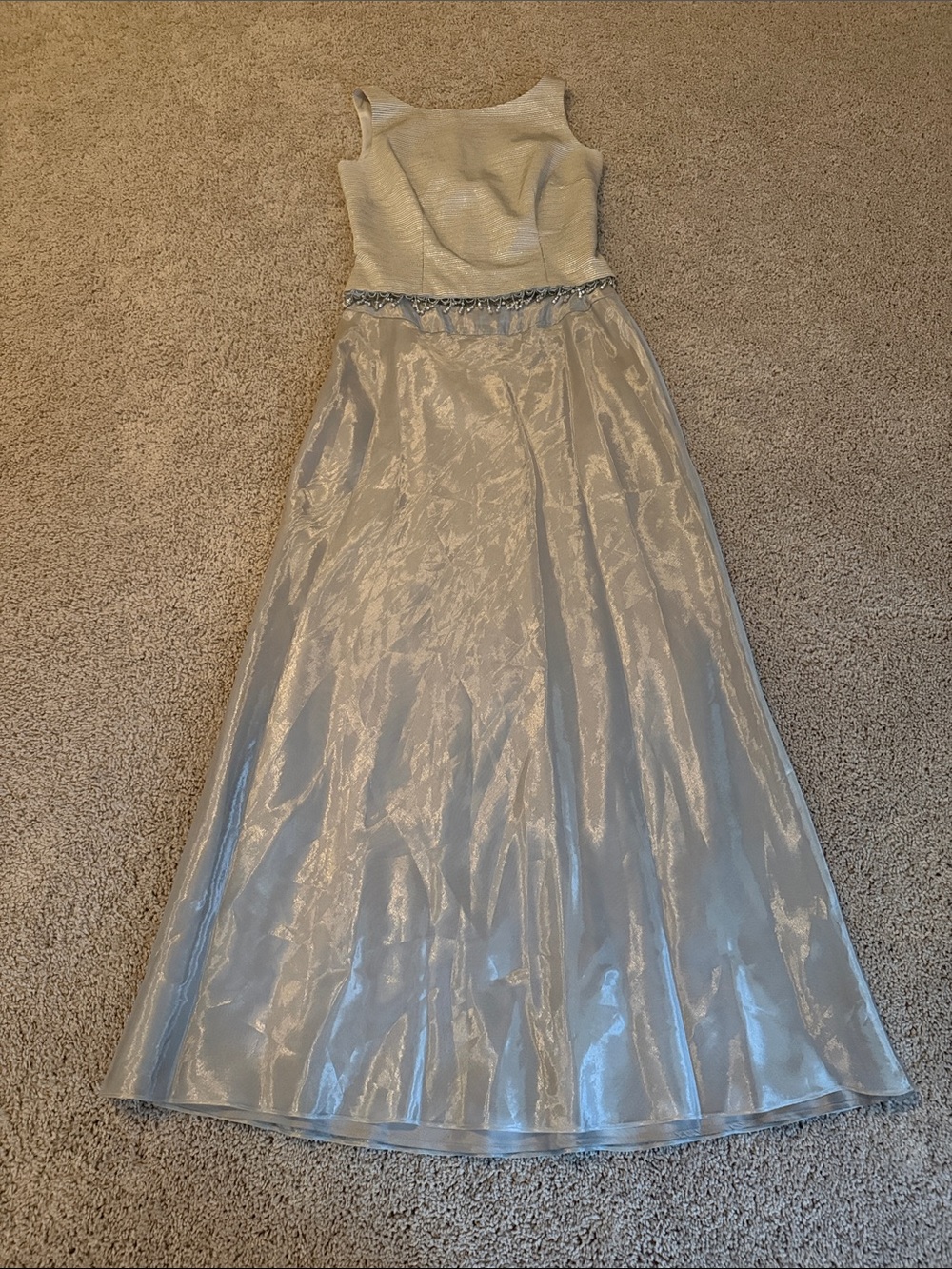 Cachet Silver two piece formal with Beaded Waist
